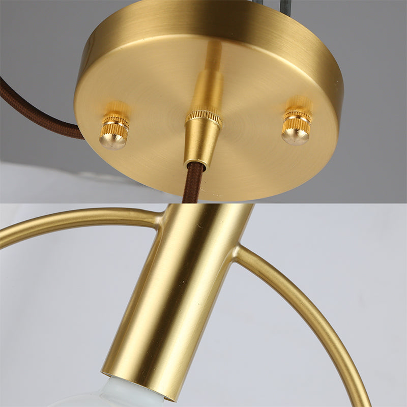 Vintage Gold Metal Pendant Lamp With Open Bulb - Ceiling Light For Hallway
