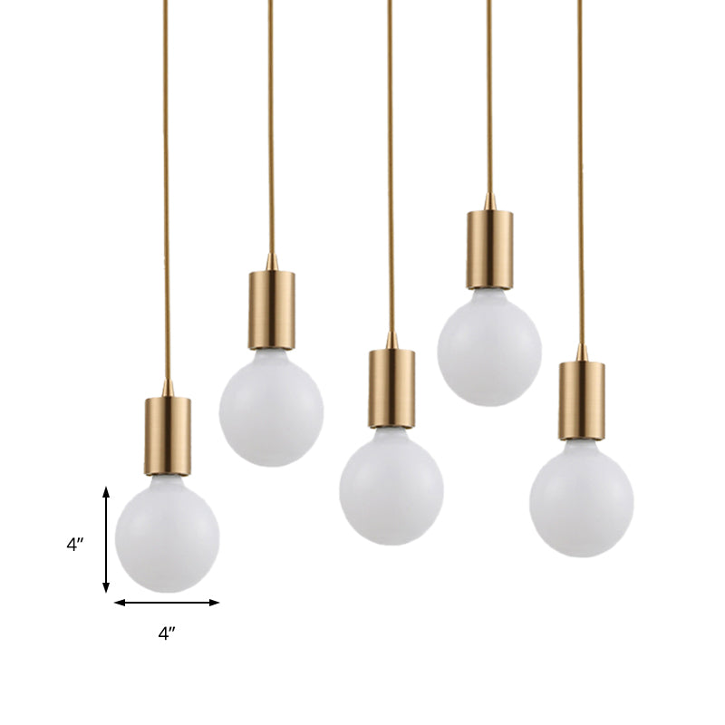 Retro Vintage Brass Metal Pendant Lighting - 1 Light Bare Bulb Hanging Lamp
