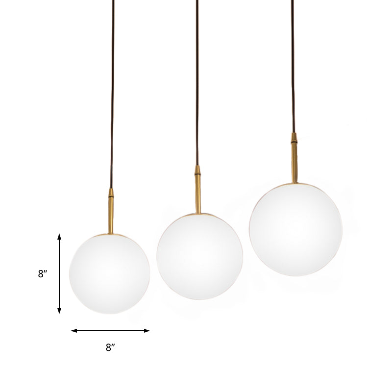 Modern Brass And White Glass Ceiling Pendant Light - 6’/8’ Wide Ideal For Dining Room
