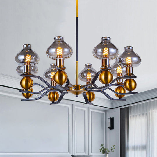 Smoke Gray Glass Hanging Chandelier: Simplicity Jar Shape 6/8-Bulb Down Lighting For Living Room
