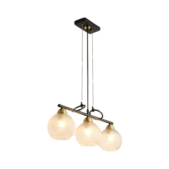 Contemporary Black Hanging Chandelier With Clear/Prismatic Glass 3/4 Bulbs - Modern Pendant Light