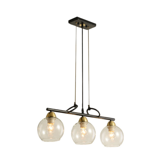 Contemporary Black Hanging Chandelier With Clear/Prismatic Glass 3/4 Bulbs - Modern Pendant Light