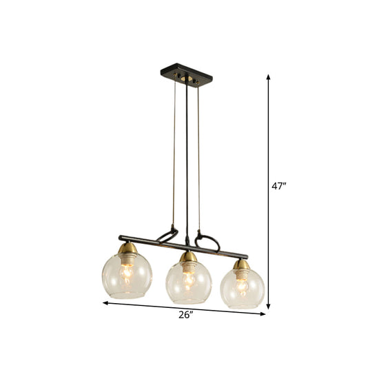 Contemporary Black Hanging Chandelier With Clear/Prismatic Glass 3/4 Bulbs - Modern Pendant Light