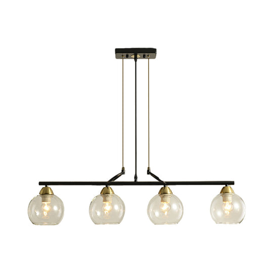 Contemporary Black Hanging Chandelier With Clear/Prismatic Glass 3/4 Bulbs - Modern Pendant Light