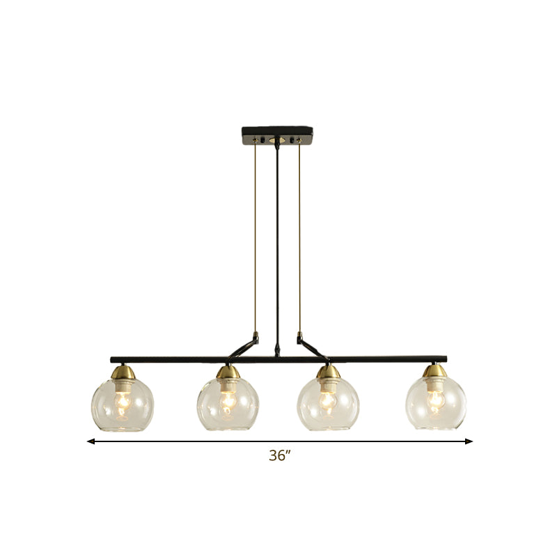 Contemporary Black Hanging Chandelier With Clear/Prismatic Glass 3/4 Bulbs - Modern Pendant Light