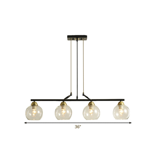 Modern Hanging Chandelier: Clear Glass Dual Bulb Pendant Light Kit In Black