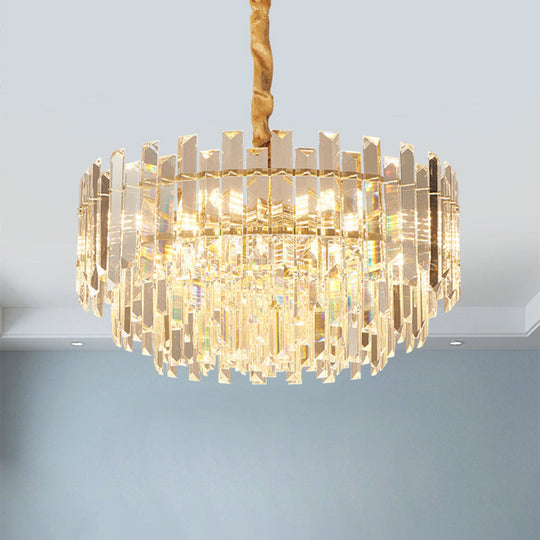 Contemporary Clear Crystal Prismatic Pendant Light Fixture - 8/10 Bulbs 18’/23.5’ Wide / 23.5’