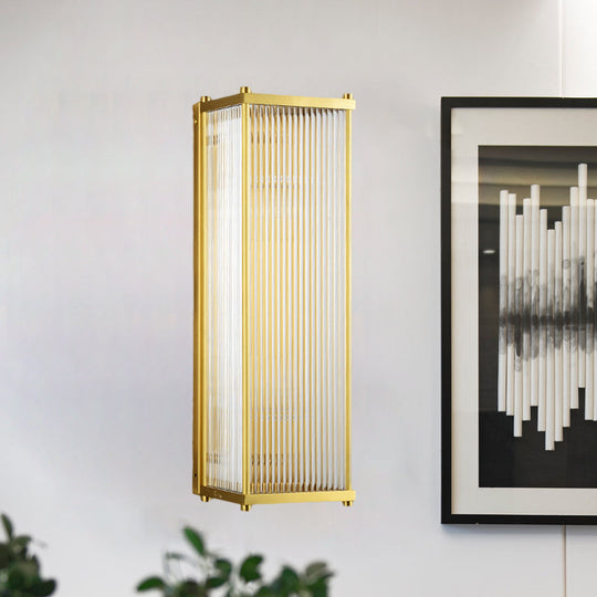 Modern Translucent Crystal Cuboid Wall Sconce Light Gold Surface 12/19.5 Wide / 19.5