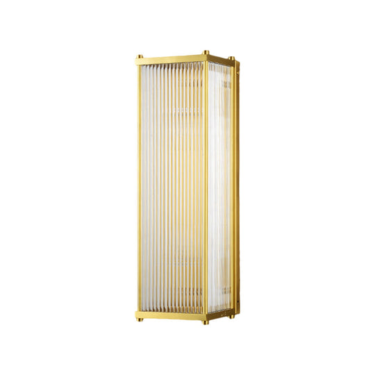 Modern Translucent Crystal Cuboid Wall Sconce Light Gold Surface 12/19.5 Wide