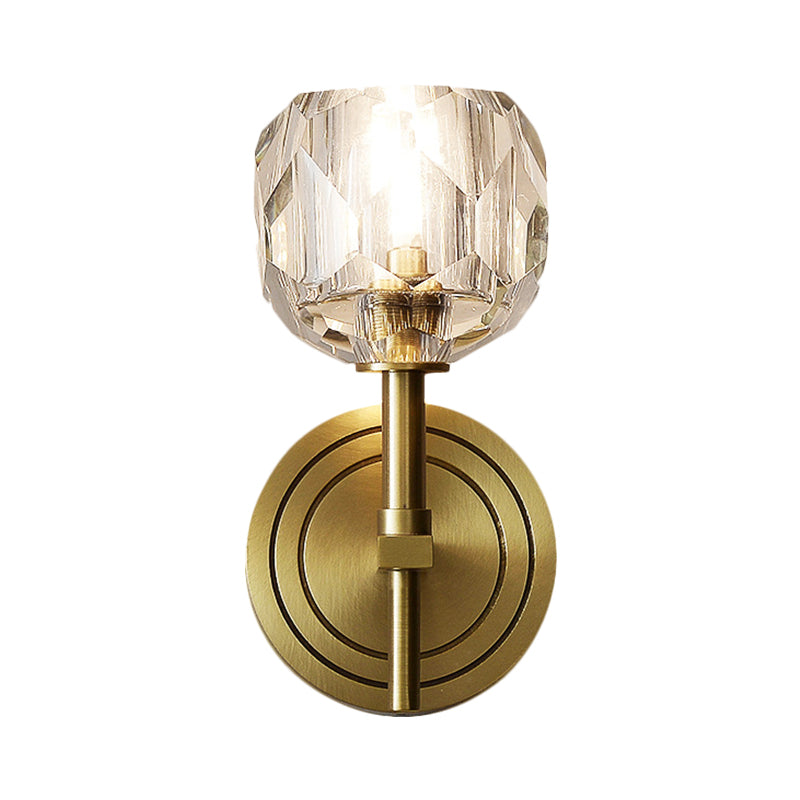 Contemporary Gold Wall Sconce With Clear Bevel Cut Glass - Elegant Lighting Solution