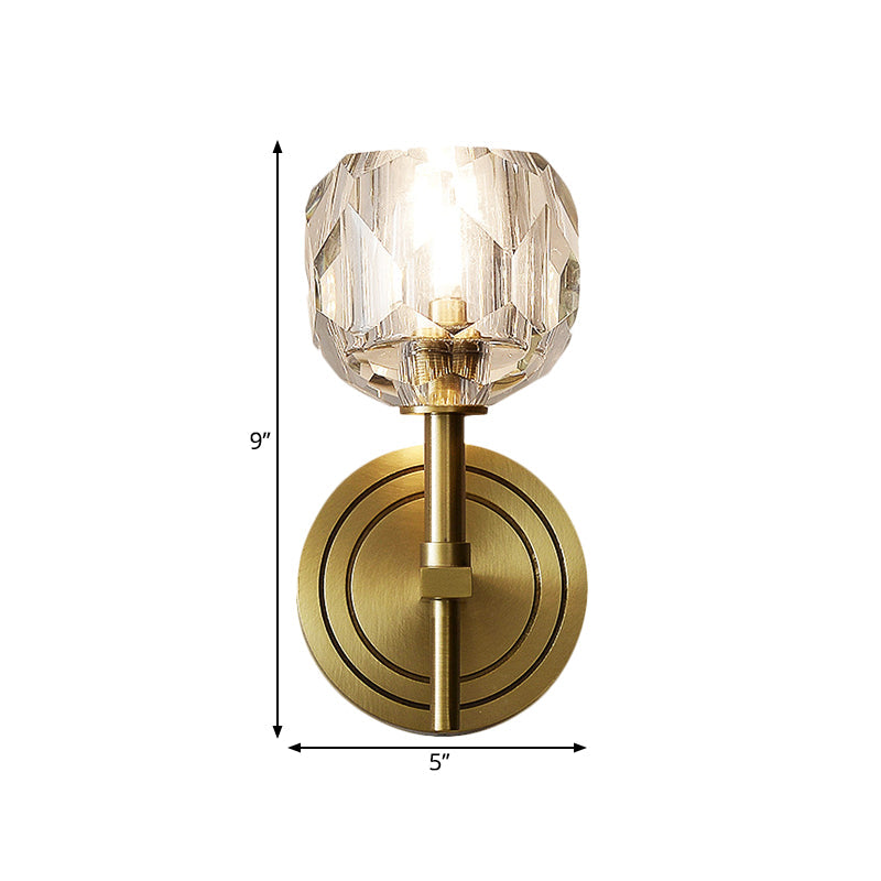 Contemporary Gold Wall Sconce With Clear Bevel Cut Glass - Elegant Lighting Solution
