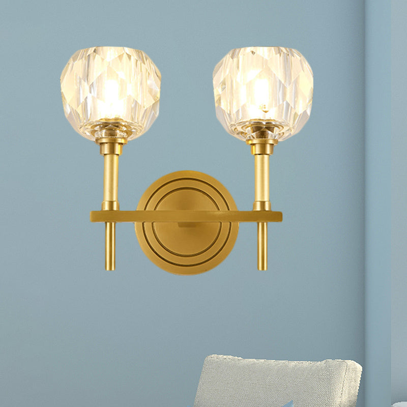 Contemporary Gold Wall Sconce With Clear Bevel Cut Glass - Elegant Lighting Solution