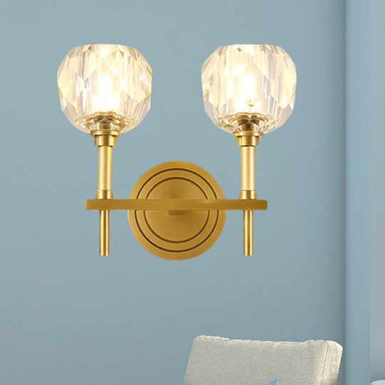 Contemporary Gold Wall Sconce With Clear Bevel Cut Glass - Elegant Lighting Solution