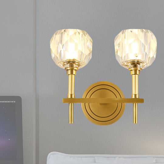 Contemporary Gold Wall Sconce With Clear Bevel Cut Glass - Elegant Lighting Solution