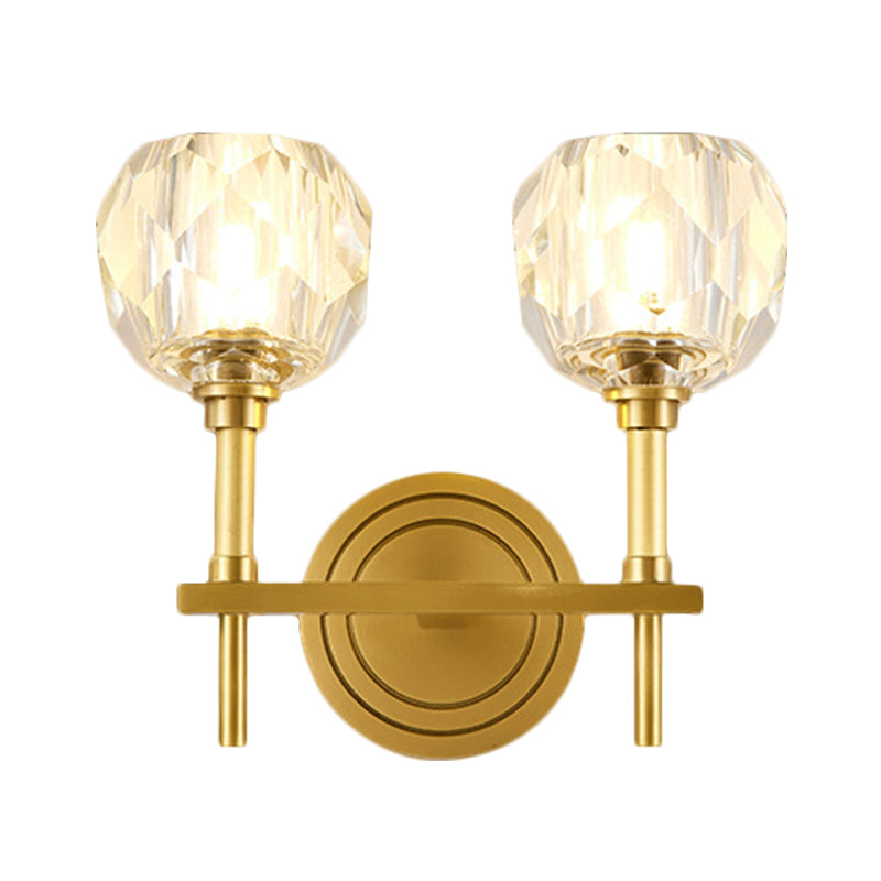 Contemporary Gold Wall Sconce With Clear Bevel Cut Glass - Elegant Lighting Solution