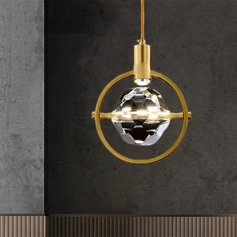 Contemporary Led Crystal Hanging Lamp Kit - Gold Finish