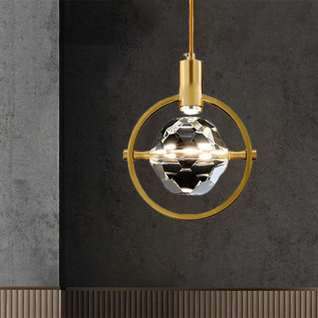 Contemporary Led Crystal Hanging Lamp Kit - Gold Finish