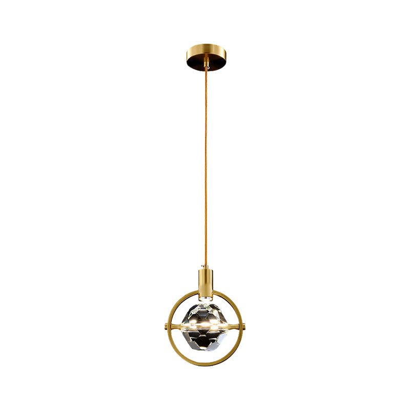 Contemporary Led Crystal Hanging Lamp Kit - Gold Finish