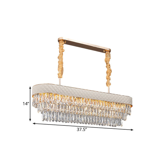 Modern Drum Crystal Drops Pendant Light With 12 Heads For Dining Room