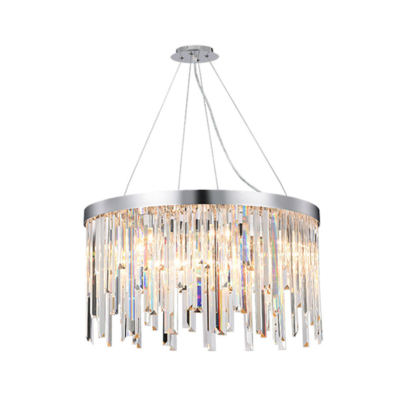 Contemporary Hanging Lamp Kit With Crystal Prisms 2/6 Bulbs 8’/16’ Wide