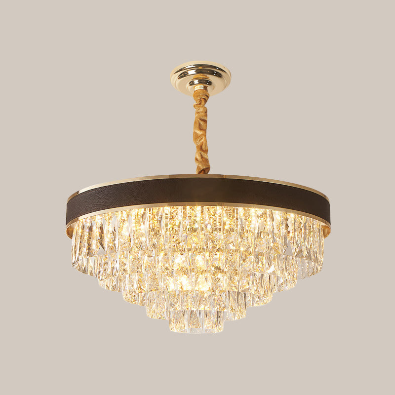 Tapered Clear Crystal Blocks Ceiling Chandelier - Modern 8/10 Heads Suspension Lamp 18’/23.5’ Width