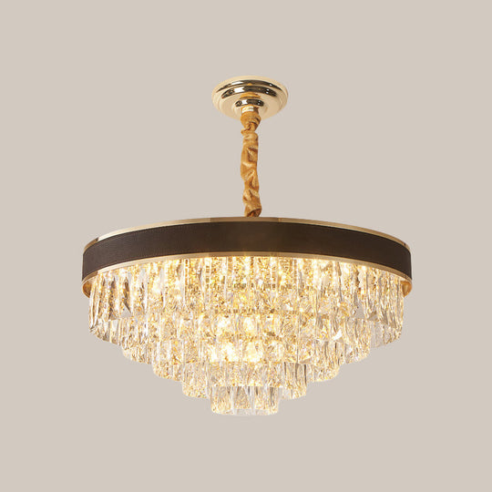 Tapered Clear Crystal Blocks Ceiling Chandelier - Modern 8/10 Heads Suspension Lamp 18’/23.5’ Width
