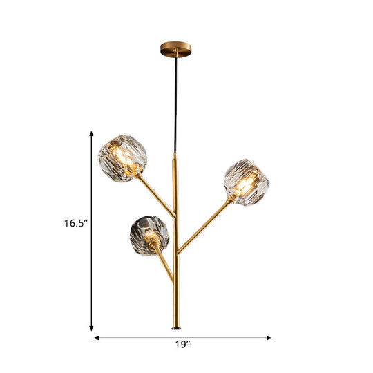 Modern Crystal Ball Chandelier - Gold Suspension Lighting With 3/6 Head Options