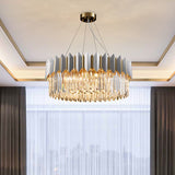 Gold Crystal Chandelier Pendant With 8 Clear Prisms