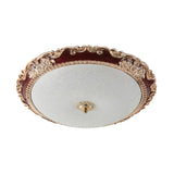 14/16/19.5 Led Bowl Flush Mount Lamp Countryside Red/Blue Finish Ceiling Light For Bedroom