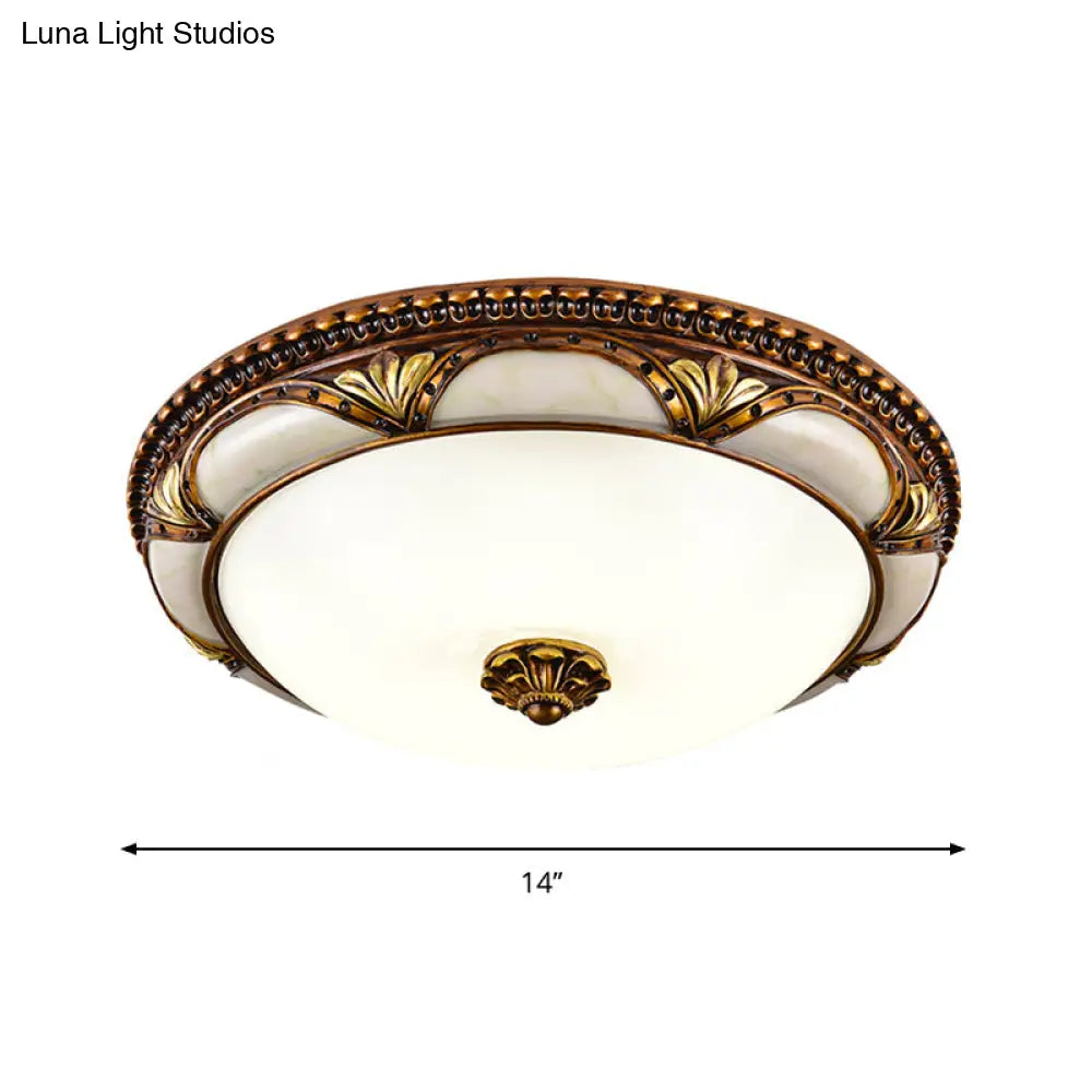 14’/16’/19.5’ Led Floral Cream Glass Ceiling Lamp Fixture In Brass