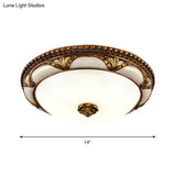 14’/16’/19.5’ Led Floral Cream Glass Ceiling Lamp Fixture In Brass
