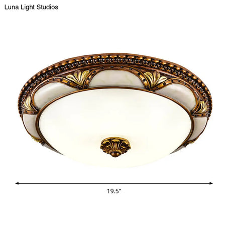 14’/16’/19.5’ Led Floral Cream Glass Ceiling Lamp Fixture In Brass