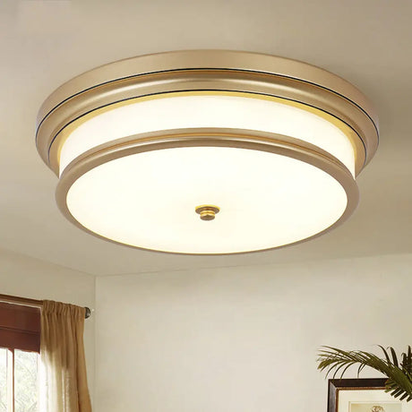 14’/16’ Vintage Cream Glass Drum - Like Corridor Ceiling Fixture Led Flush Mount Lighting In