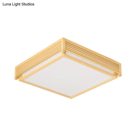 14’/18’/21.5’W Acrylic Flush Mount Led Ceiling Light In Warm/White With Wood Guard - Square