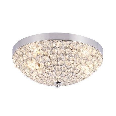 Modern Clear Crystal Beads Flush Mount Ceiling Light With Ring Mesh Grid - Set Of 2 Bulbs