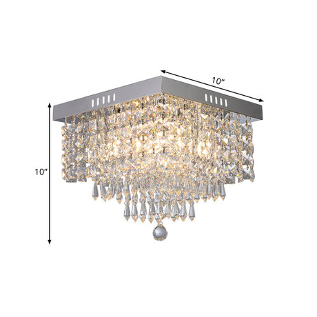 Contemporary Crystal Beads Corridor Ceiling Fixture | Clear Flush Mount Lighting 2/4 Heads 10/12