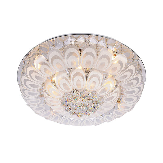 Contemporary Flush Mount Lighting Fixture With Crystal Balls And Peacock Feather Design - 8/10