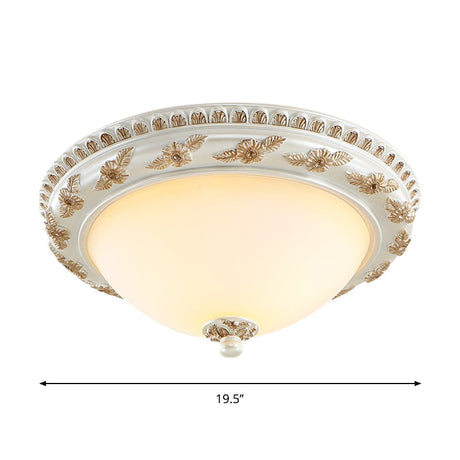 Classic Beige Opaline Glass Flushmount Light For Kitchen - 2/3 Bulbs Half-Sphere Shape 14/16/19.5
