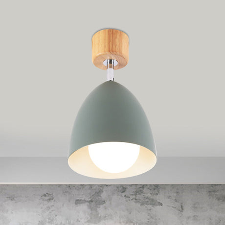 Nordic Style Dome Semi Flush Ceiling Light - Metal Rotatable Lamp For Bedroom In Grey/White