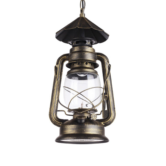 Industrial Single Light Pendant With Clear Glass And Vintage Finish For Indoor Use