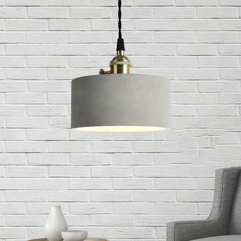 Industrial Gray Cement And Metal Pendant Light Fixture - Cone/Round Design Ideal For Table Overhead