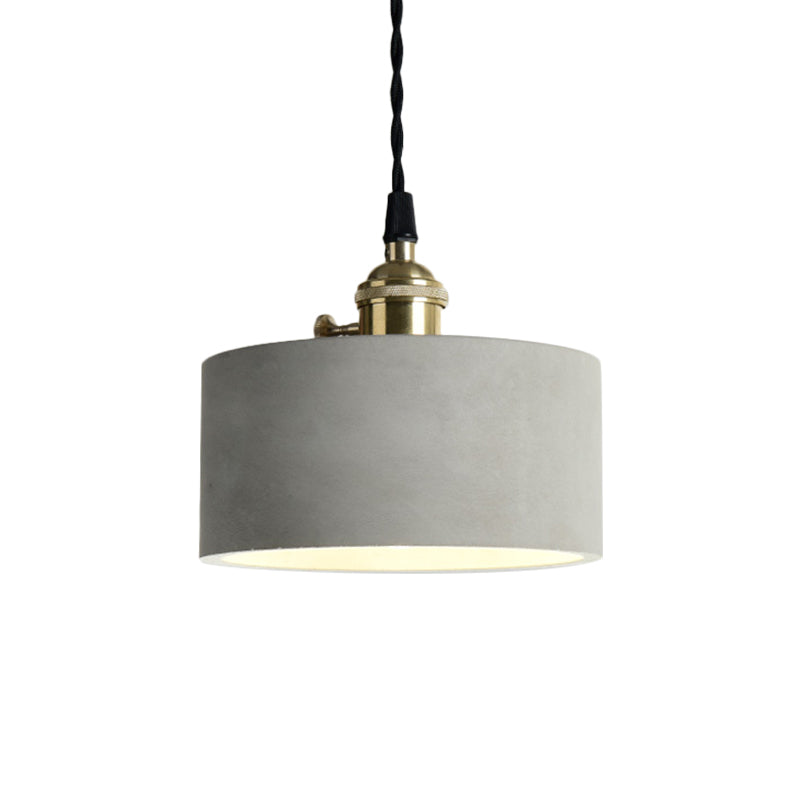 Industrial Gray Cement And Metal Pendant Lighting Fixture - 1 Light Cone/Round Design Ideal For