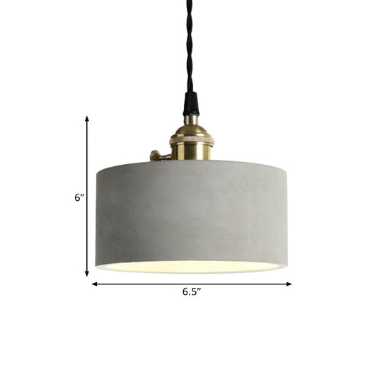 Industrial Gray Cement And Metal Pendant Light Fixture - Cone/Round Design Ideal For Table Overhead
