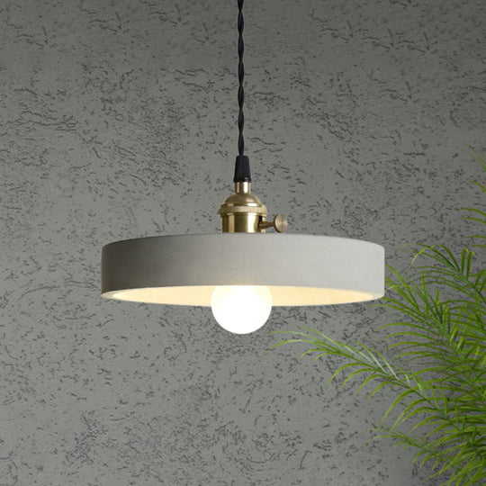 Industrial Gray Cement And Metal Pendant Light Fixture - Cone/Round Design Ideal For Table Overhead