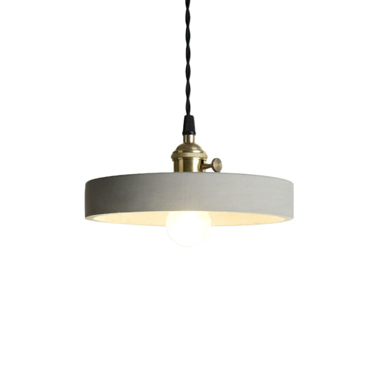 Industrial Gray Cement And Metal Pendant Lighting Fixture - 1 Light Cone/Round Design Ideal For