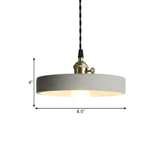 Industrial Gray Cement And Metal Pendant Lighting Fixture - 1 Light Cone/Round Design Ideal For