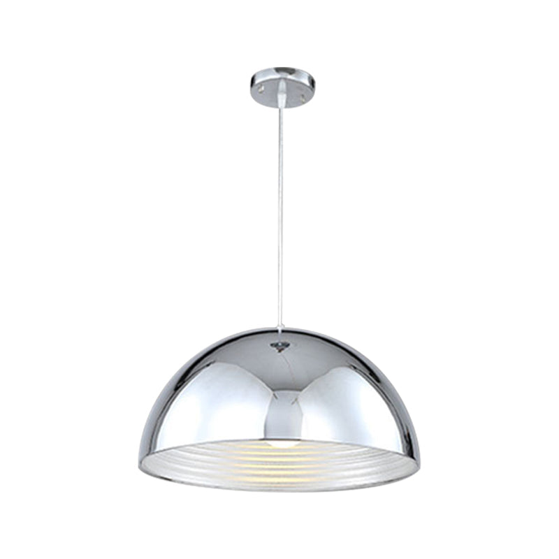 Retro Industrial Hanging Pendant Light With Dome Shade - Chrome Finish