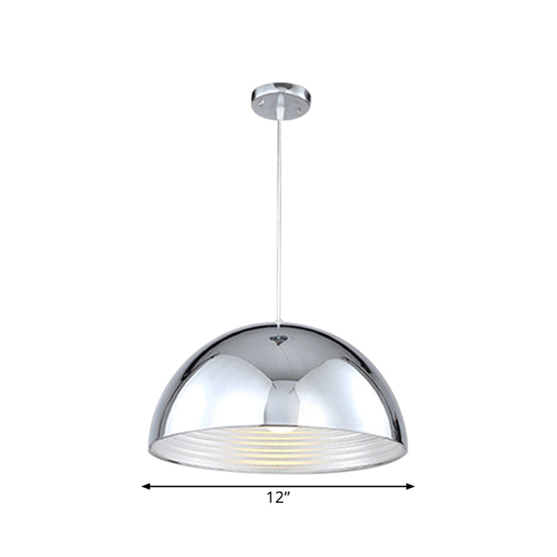 Retro Industrial Metal Dome Pendant Light - Chrome Shade 1 Head Perfect For Restaurants