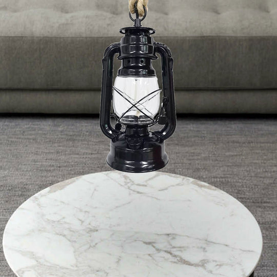 Industrial Clear Glass Pendant Ceiling Light For Coffee Shop - Black/Bronze/Antique Brass Finish