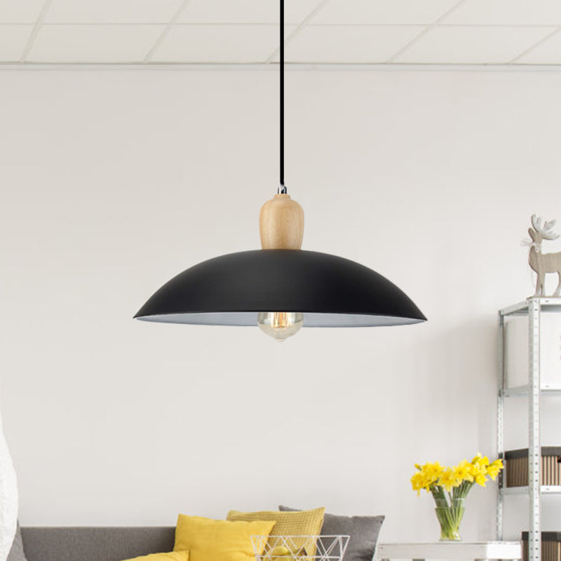 Modern Bowl Ceiling Pendant Light In Black/White 12.5’/16’ Diameter
